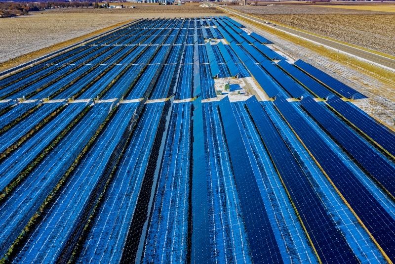 solar panels in an open field